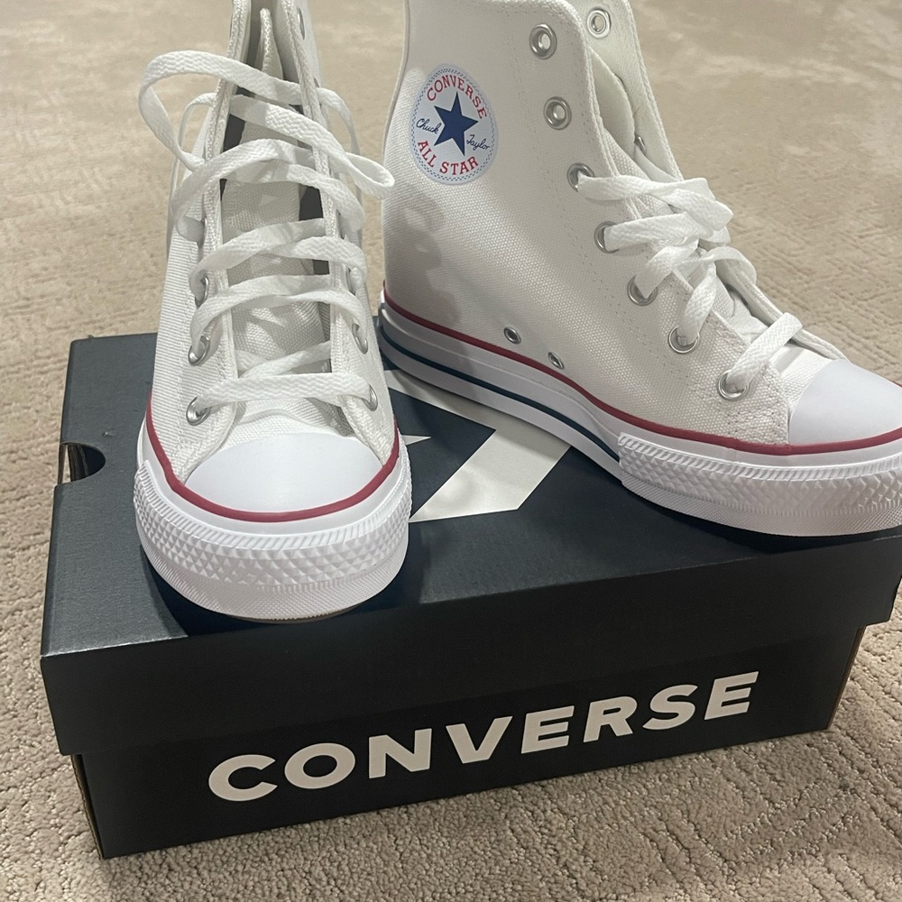 Converse White wedge High Tops